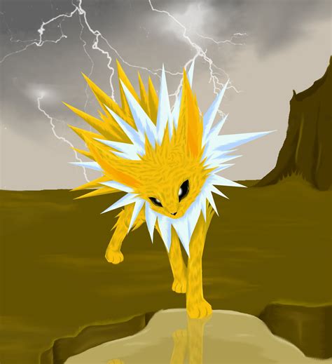 Este poder é amplificado pela eletricidade estática do seu pelo, permitindo que solte relâmpagos. Jolteon by Inumisha on Newgrounds