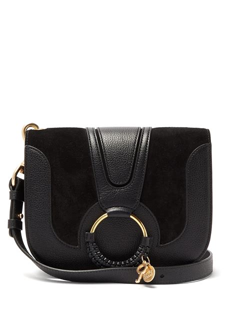 Hana Small Suede And Leather Cross Body Bag Black See By Chloe