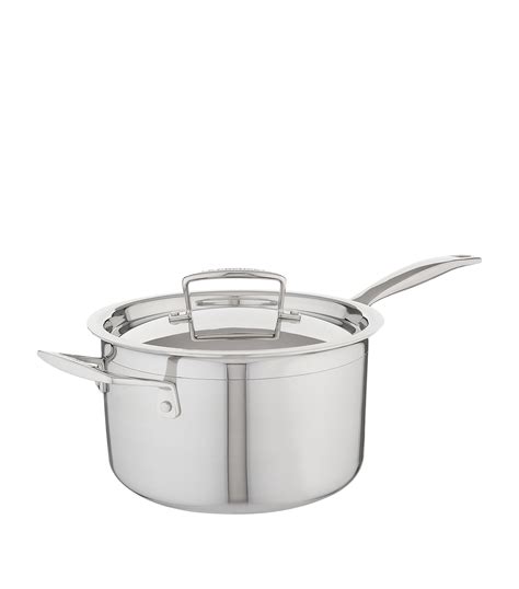 Le Creuset Silver 3 Ply Stainless Steel Sauce Pan 20cm Harrods Uk
