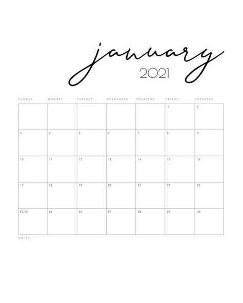 Free Printable 2021 Minimal Calendar The Cottage Market Calendar