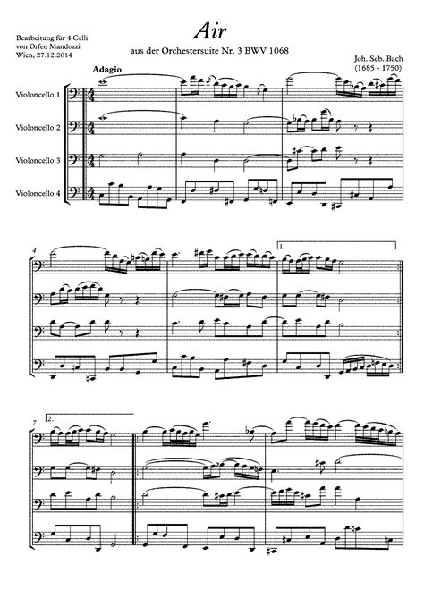 Orchestral Suite No3 In D Major Bwv 1068 Bach Johann Sebastian Imslp