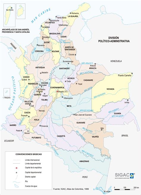 Mapa Político De Colombia Tamaño Completo Ex