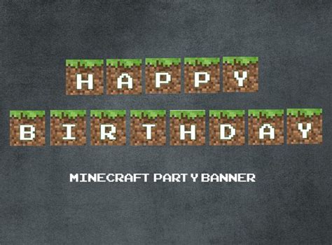 • 1x pdf with happy birthday letters • 1x pdf with all alphabet letters, plus punctuation mark (!) and blank banner to space out words. Items similar to Printable MINECRAFT Party Banner Happy ...