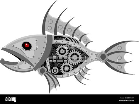 Fish Steampunk Robot Unusual Animal Pattern Mechanism Vector