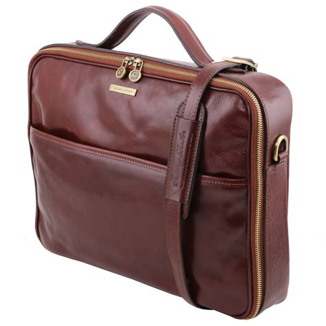 Vicenza Leather Laptop Briefcase With Zip Closure