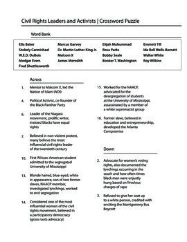 Our staff will answer questions and walk you through the many digital features we offer to support. Civil Rights Crossword Puzzle, Black History, African ...