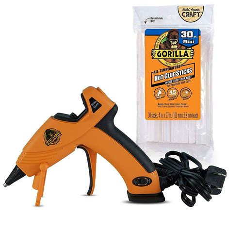 Gorilla Dual Temp Mini Hot Glue Gun Kit With 30 Hot Glue Sticks Pack Of 1