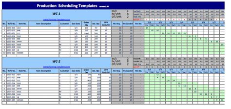 Production Schedule Template Daily Work Schedule Template With 2