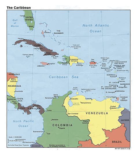 Detailed Political Map Of The Caribbean 1988 Maps Of