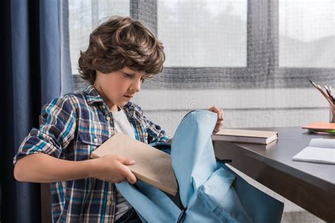 Child Packing Backpack For School Stock Image Image Of Books Hold