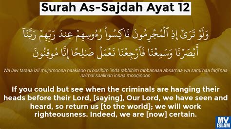 Surah Sajdah Ayat 12 32 12 Quran With Tafsir My Islam