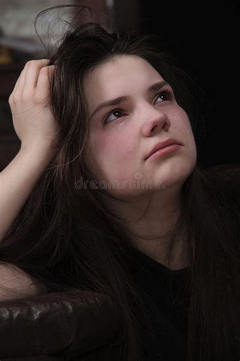 Maiden Sadness Girl Suffering From Severe Depression Stock Image