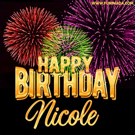 Wishing You A Happy Birthday Nicole Best Fireworks  Animated