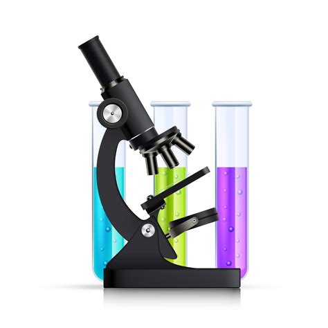 Microscope With Test Tubes Realistic Image 478181 Vector Art At Vecteezy