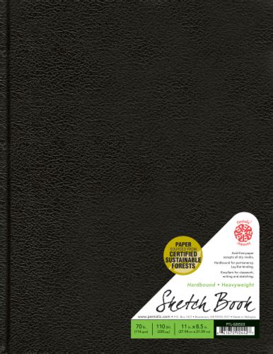 Pentalic Traditional Hardbound Sketchbook - Black, 8.5 x ...