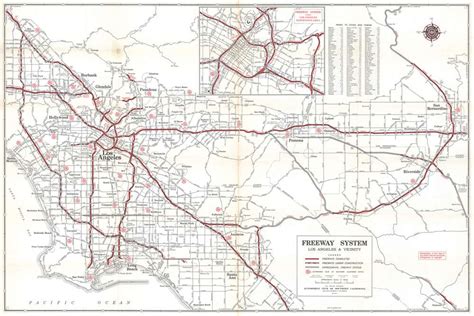 Metropolitan Los Angeles And Freeway System Automobile Road Map Of