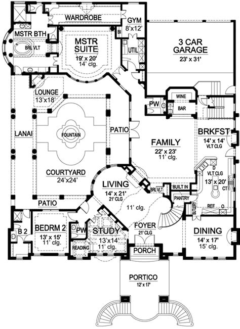Luxury House Plan With Central Courtyard 36246tx