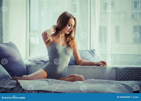 Seductive Woman On The Bed Stock Photo Image Of Lingerie