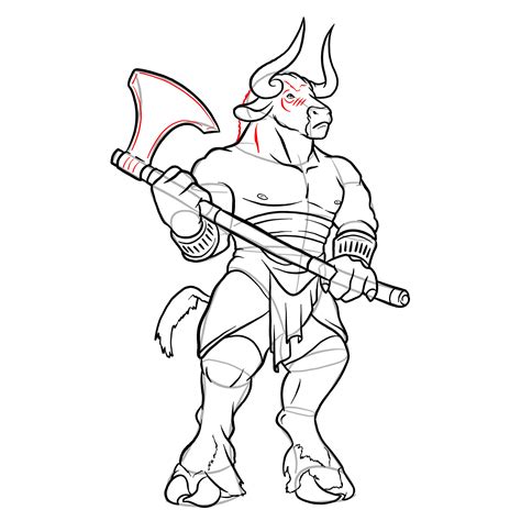 How To Draw A Minotaur Sketchok Easy Drawing Guides