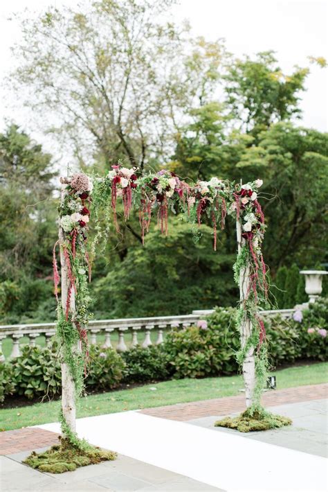 Moss Draped Birch Wedding Ceremony Arch