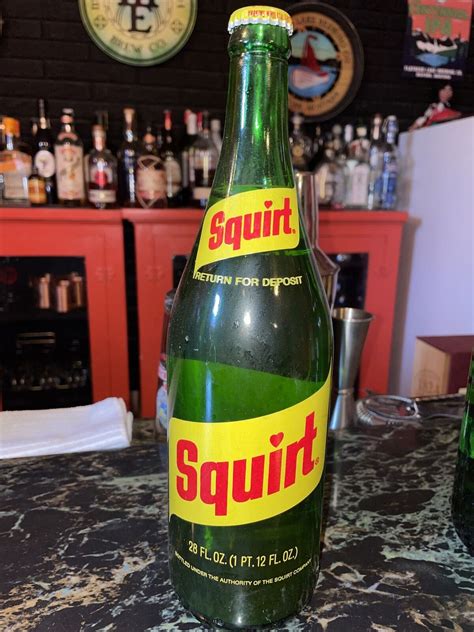 Vintage S Squirt Soda Bottle FULL Fl Oz ONE QUART Green Glass Sealed NOS EBay