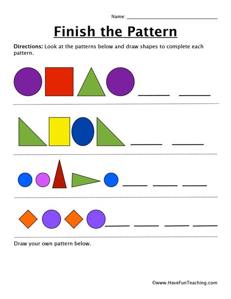 Finish The Multiple Shapes Pattern Worksheet Have Fun Teaching