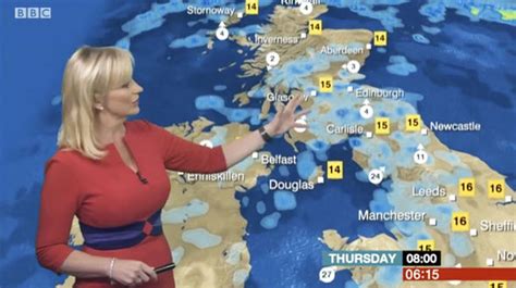 Bbc Weather Carol Kirkwood Puts On A Very Busty Display In Frock Tv And Radio Showbiz And Tv