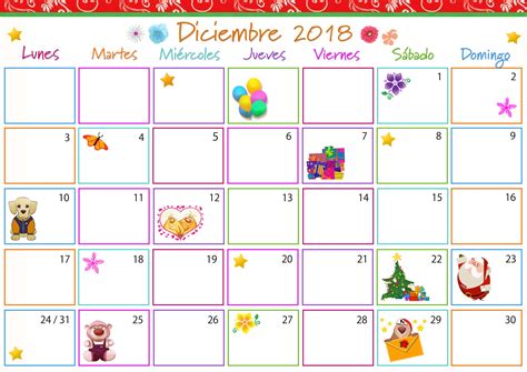 Calendario De Diciembre 2018 Calendario De Diciembre Calendario
