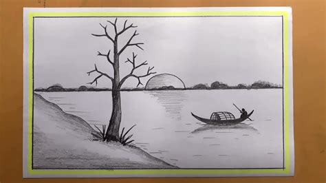 Scenery Drawing How To Draw A Easy Scenery Pencil Drawing Youtube