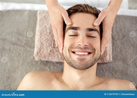 Man Having Face Massage In Salon Stock Image Image Of Healthy Purity 116579705