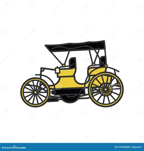 Vintage Horseless Carriage Isolated Vector Illustration Stock Vector