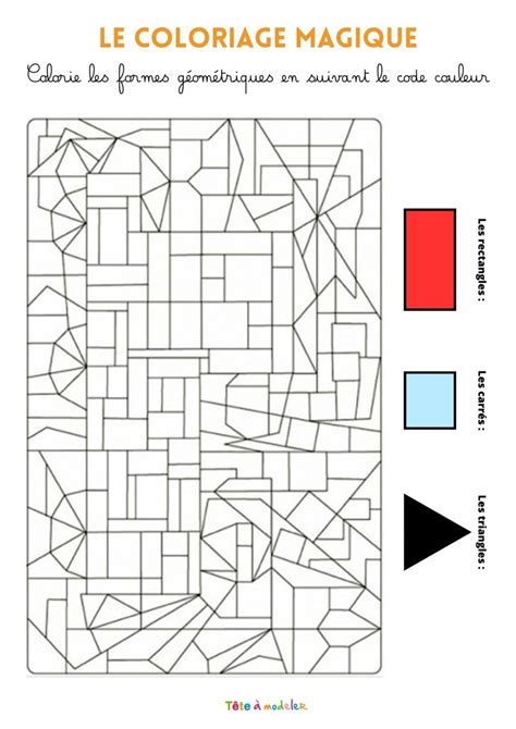 Coloriage magique triangles carrés et rectangles