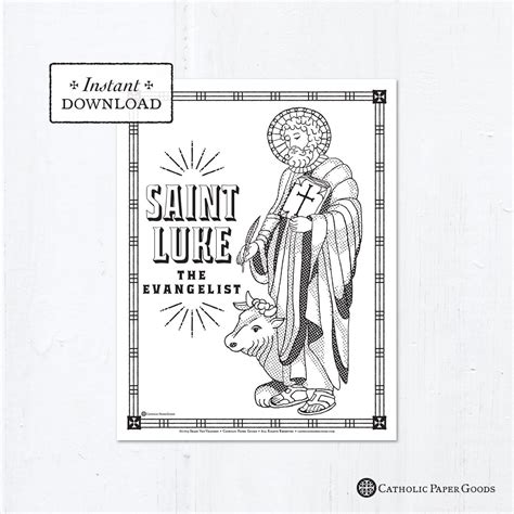 Catholic Coloring Page Saint Luke Catholic Saints Printable