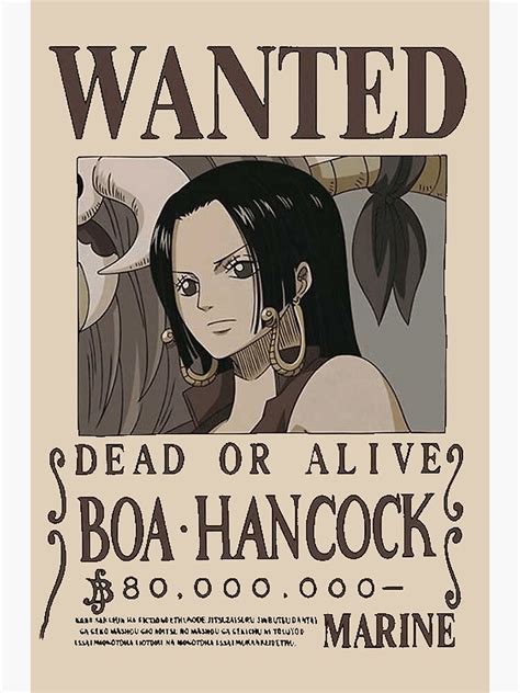 One Piece Wanted Bounty Poster Boa Hancock Png Art Print For Sale By Piecesan Redbubble