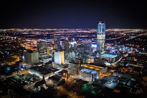 Night View Of Oklahoma City Skyline