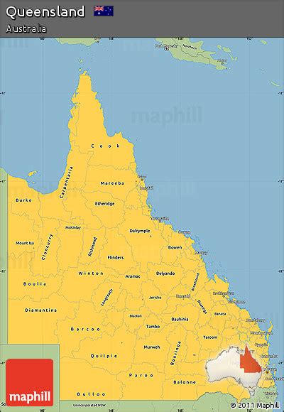 Free Savanna Style Simple Map Of Queensland