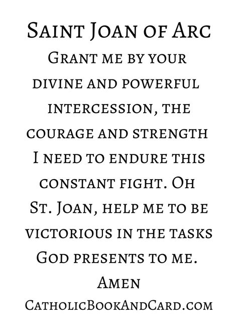 Joan Of Arc Printable Download Prayer Card With Catholic Etsy