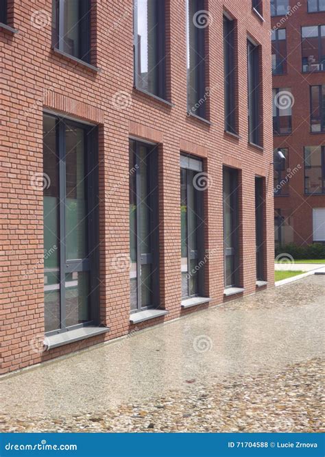 Modern Building Facade With Imitation Of Red Bricks Stock Photo Image