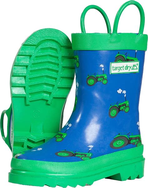 Target Dry Tractor Boys Wellies Wellingtons Bluegreen Child Uk 8