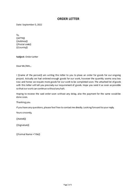 Order Letter Example Letter Samples Amp Templates Gambaran