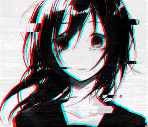 Freetoedit Glitch Sad Girl Anime Negative Positive