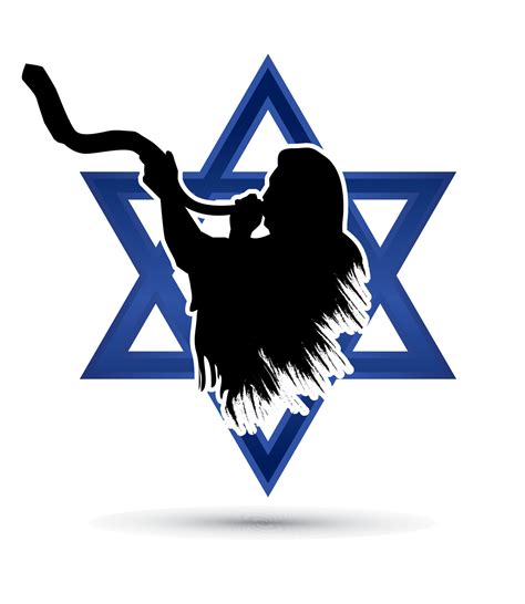 Jewish Blowing The Shofar On David Star Background 4605358 Vector Art