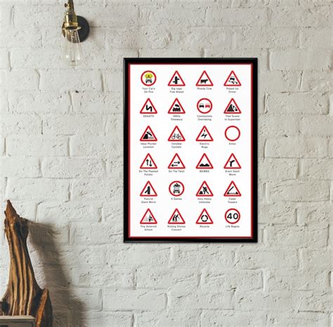 Funny British Road Signs Poster Print By Foxboxstudios On Etsy