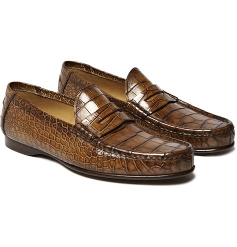 Ralph Lauren Alligator Leather Penny Loafers In Brown For Men Lyst