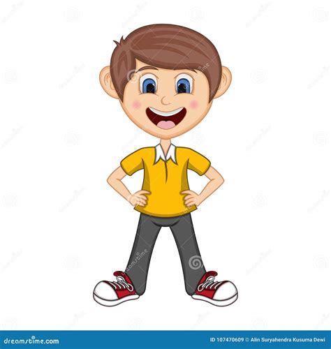 Boys Put His Hands On His Hips Cartoon Stock Vector Illustration Of