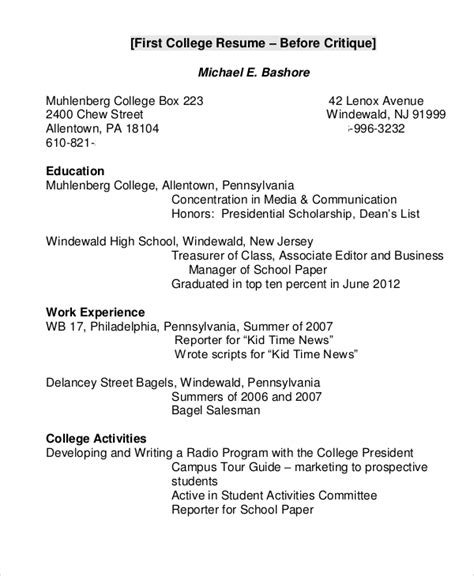 Ask students for a few examples. FREE 8+ College Resume Samples in MS Word | PDF