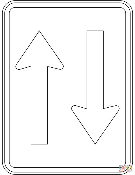 Two Way Traffic Sign In Australia Coloring Page Free Printable