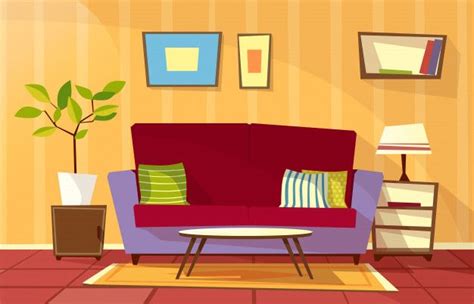 Download Cartoon Living Room Interior Background Template Cozy House