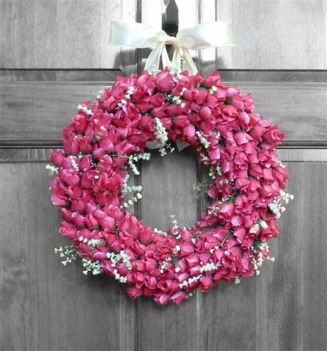 Pink Rose Wreath Spring Wreath Valentines Decor By Refinedwreath