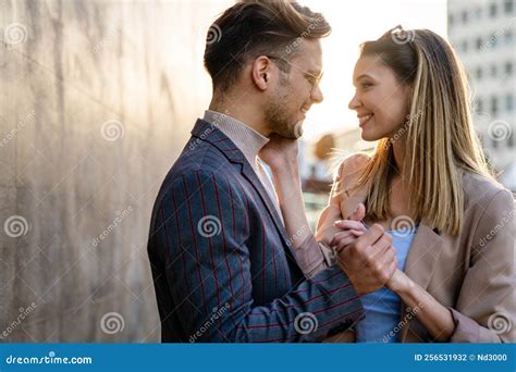 Portrait Of Romantic Happy Couple In Love Hugs And Having Fun Together Outdoors People Love